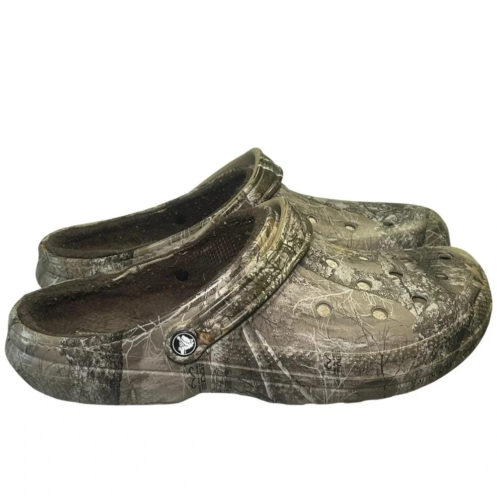 Crocs Classic Lined Realtree Edge Camo Clogs Fuzzy Insulated Men's Size 13